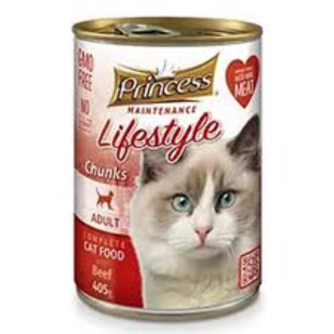 PRINCESS CAT FOOD CHUNKS BEEF 405G